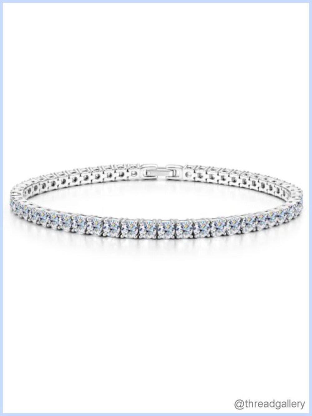 3mm Moissanite Tennis Bracelet 5.5ct D VVS1 Round Cut Fold Over Clasp